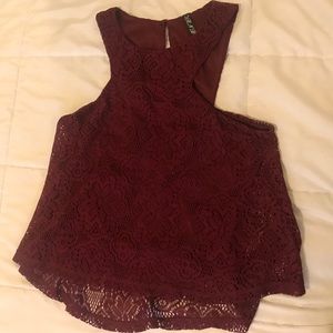 Maroon lace tank top